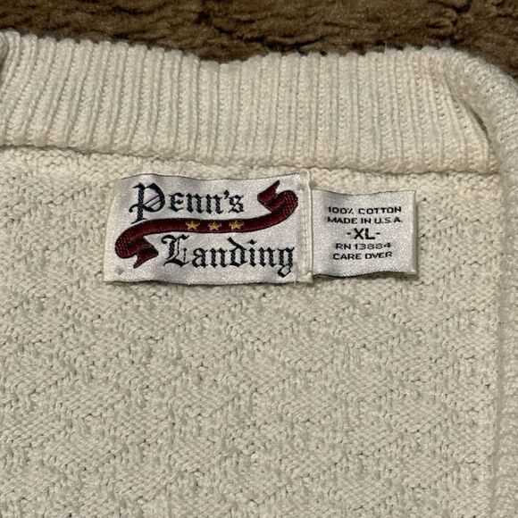 Vintage Penns Landing Retro Grandma Cardigan White XLarge - Picture 4 of 5